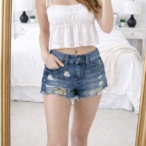 Hollister Denim Jean Shorts Micro Mini Y2K Vintage 2000s Low Rise Distressed 7